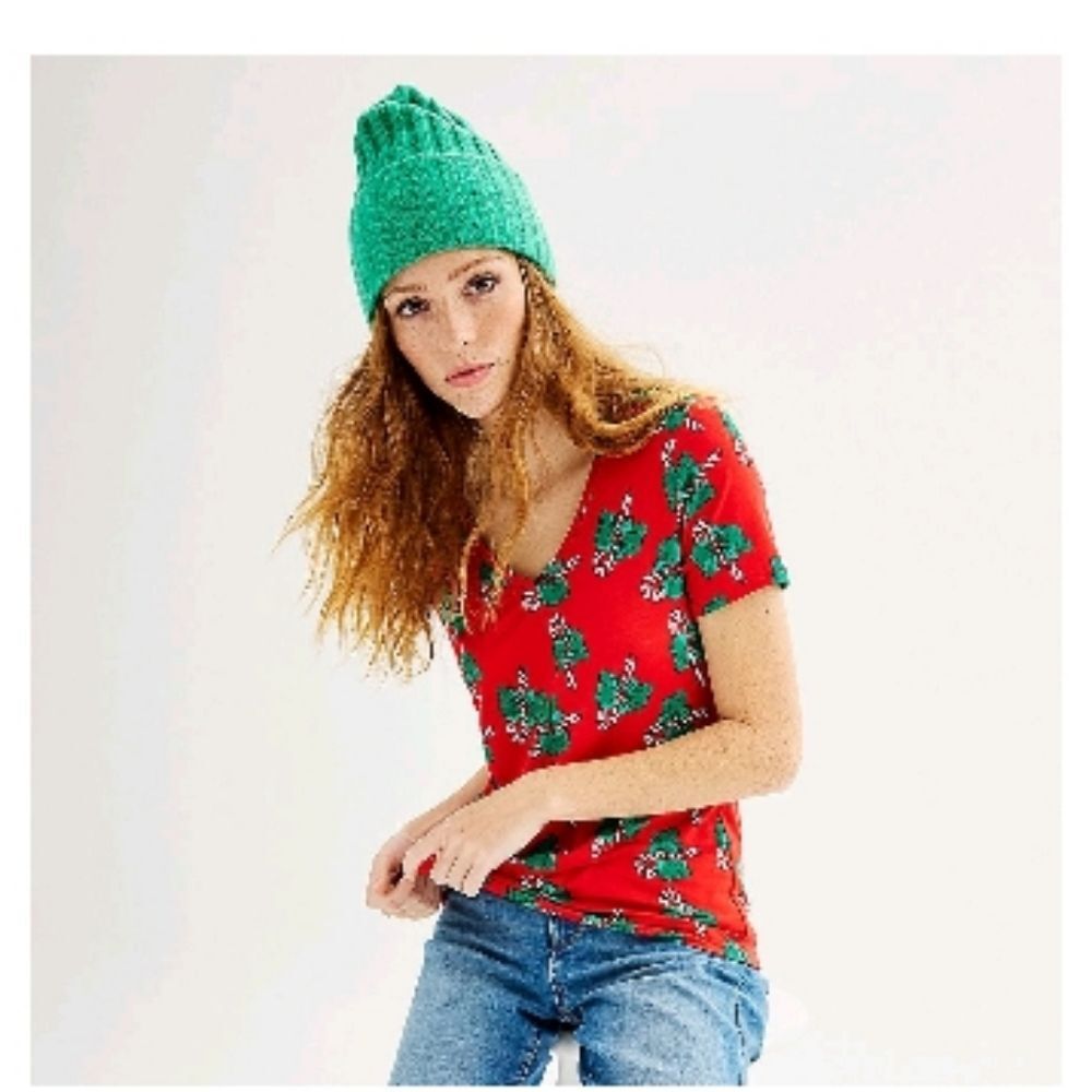 Women's Celebrate Together Holiday Short-sleeve V-neck Tee Size XL